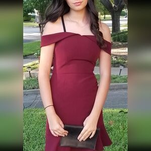 Gianni Bini Maroon Off The Shoulder Formal Dress
